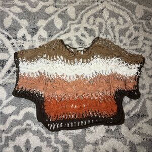 Warm Earthy colored Crochet poncho Shrug Top🫧